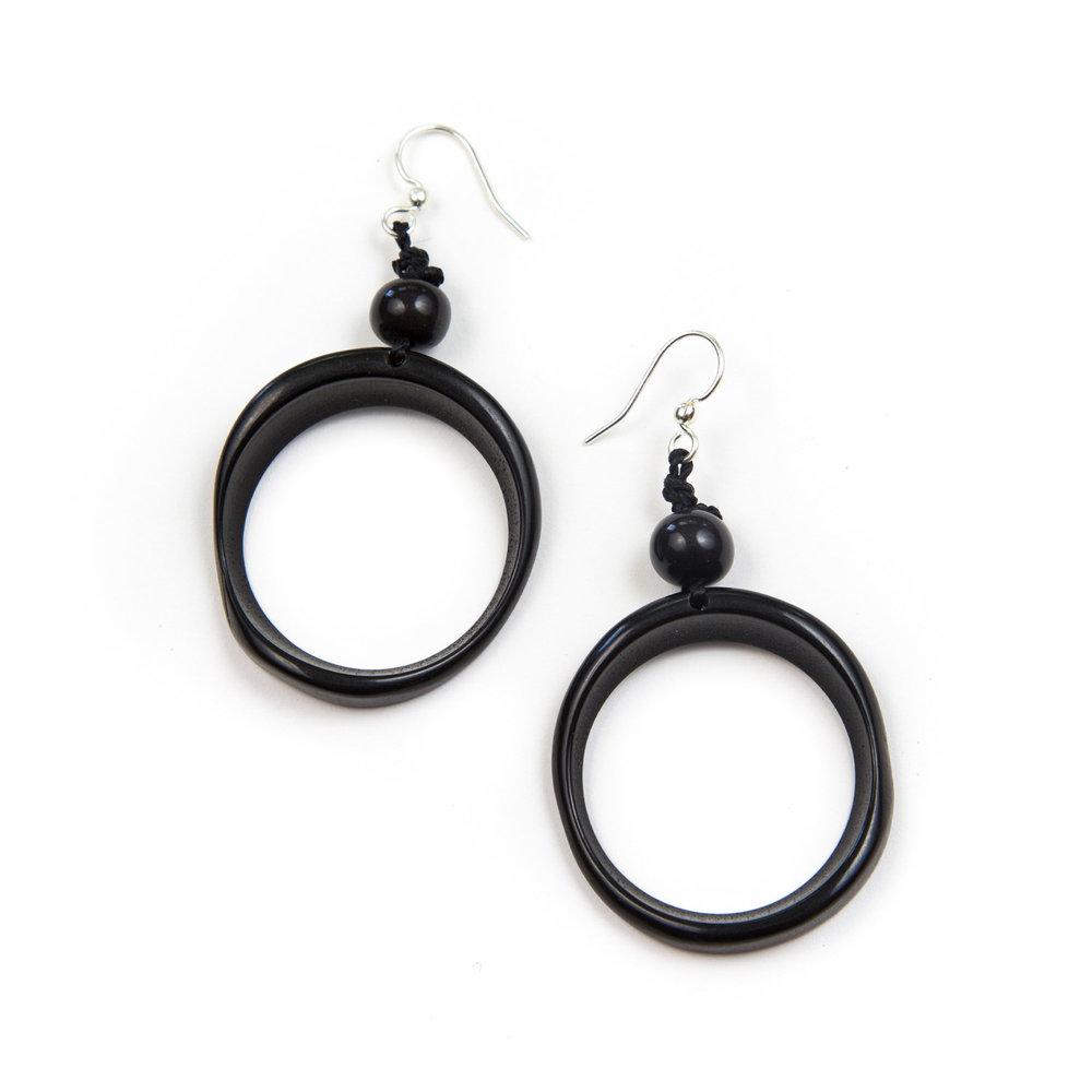 Ring of Life Earrings-Onyx-Tagua by Soraya Cedeno