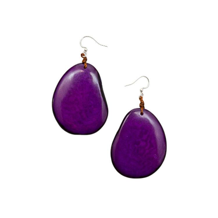 Amigas Earrings-Purple-Tagua by Soraya Cedeno
