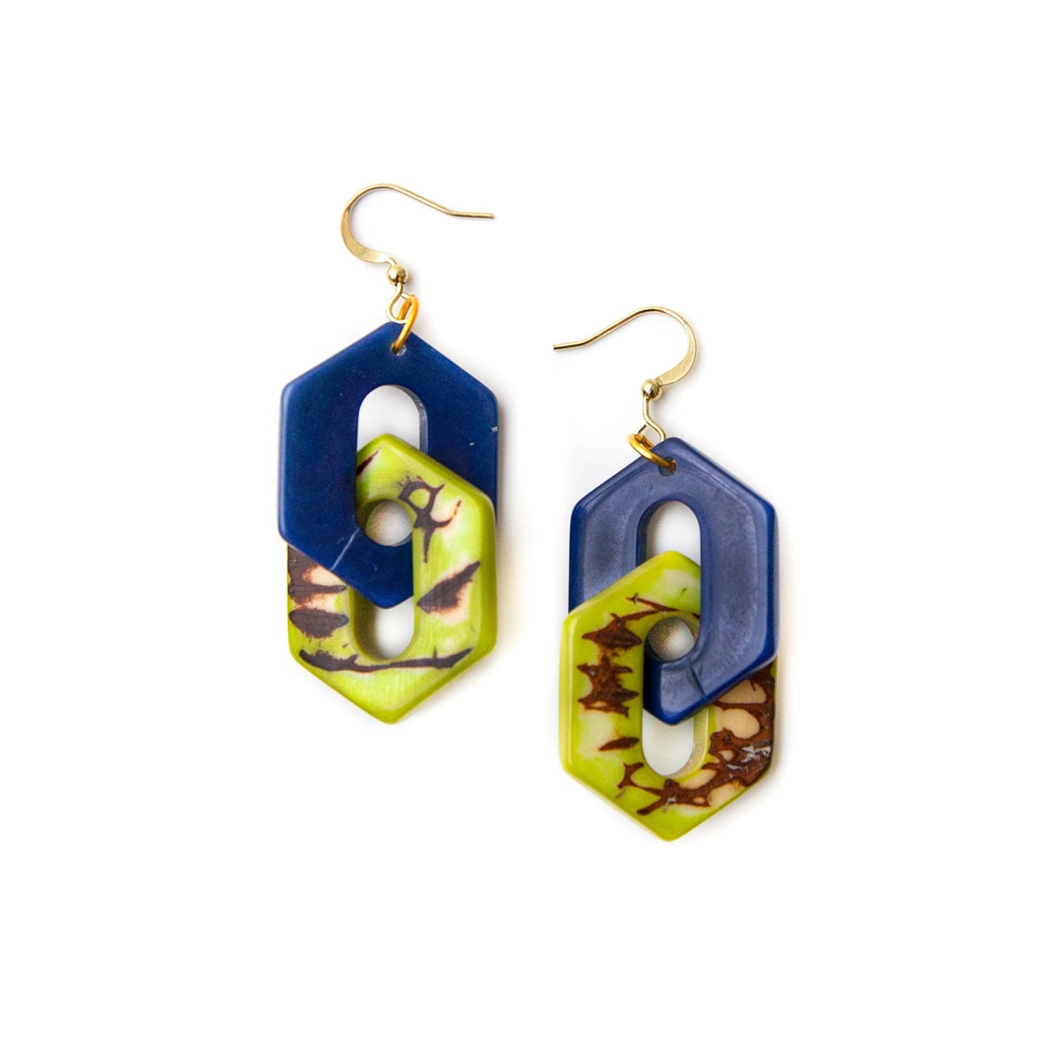 Callie Earrings - Lime/Blue