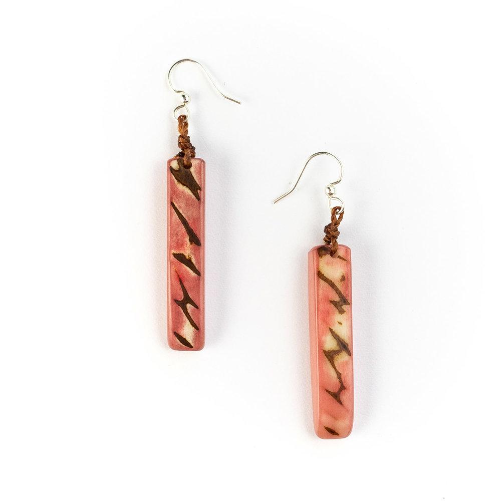 Amazon Earrings-Pink-Tagua by Soraya Cedeno