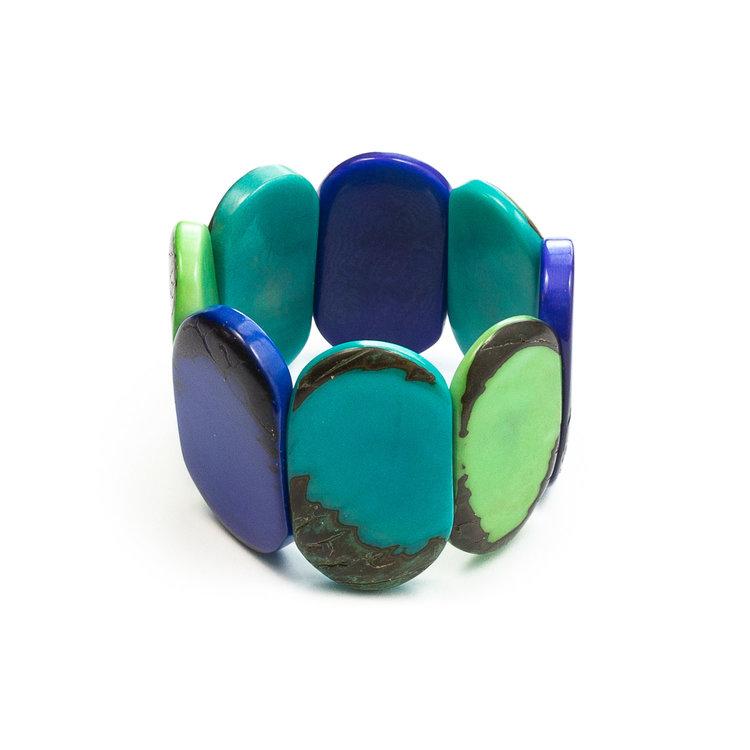 Carved Ivory Bracelet-Azul/Turquoise-Tagua by Soraya Cedeno