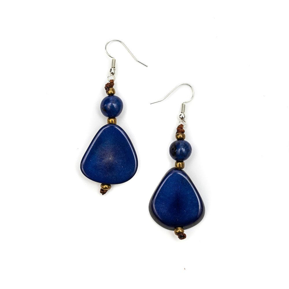 Alma Earrings-Azul-Tagua by Soraya Cedeno