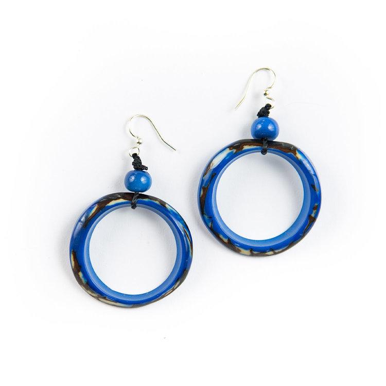 Ring of Life Earrings-Azul-Tagua by Soraya Cedeno
