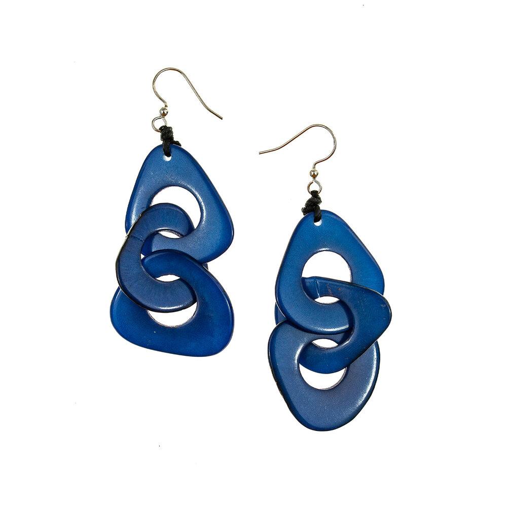 Vero Earrings-Azul-Tagua by Soraya Cedeno