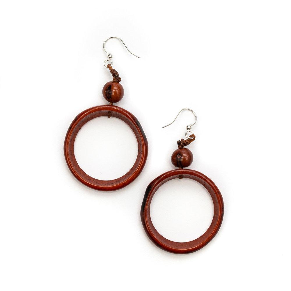 Ring of Life Earrings-Chestnut-Tagua by Soraya Cedeno