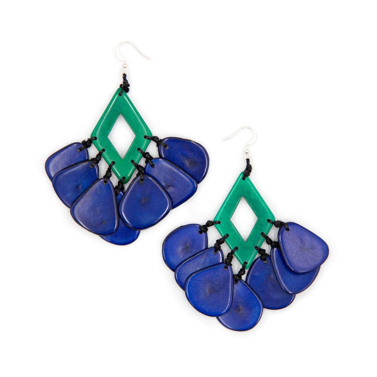 Mystique Earrings-Emerald Green/Royal Blue-Tagua by Soraya Cedeno