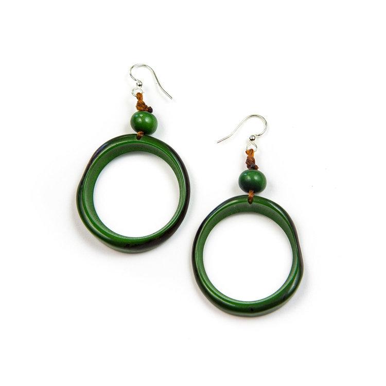 Ring of Life Earrings-Forest Green-Tagua by Soraya Cedeno