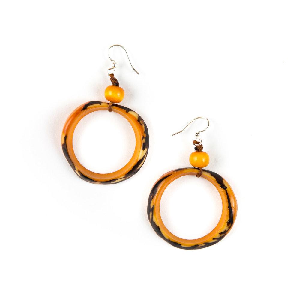 Ring of Life Earrings-Naranja-Tagua by Soraya Cedeno