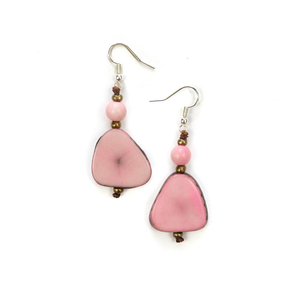 Alma Earrings-Pink-Tagua by Soraya Cedeno