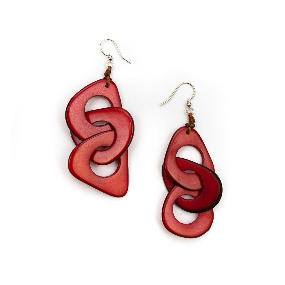 Vero Earrings-Red-Tagua by Soraya Cedeno