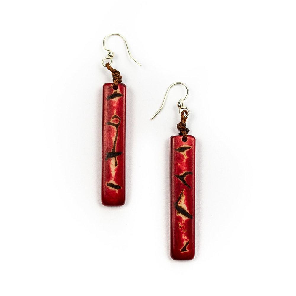 Amazon Earrings-Rojo-Tagua by Soraya Cedeno