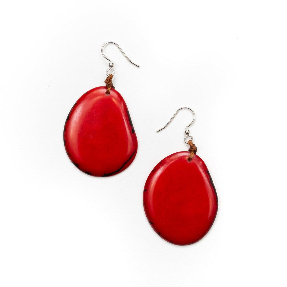 Amigas Earrings-Rojo-Tagua by Soraya Cedeno