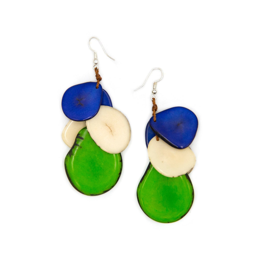 Jordin Earrings-Royal Blue/Lime-Tagua by Soraya Cedeno