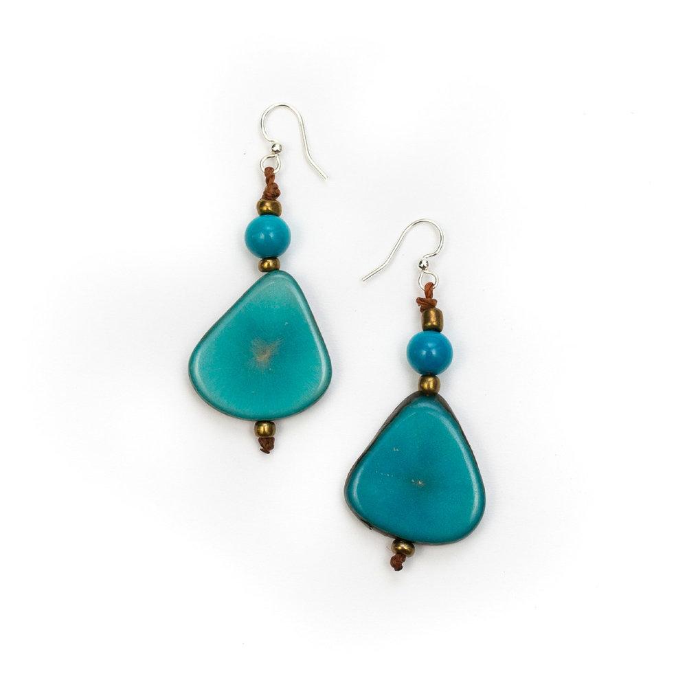 Alma Earrings-Turquoise-Tagua by Soraya Cedeno