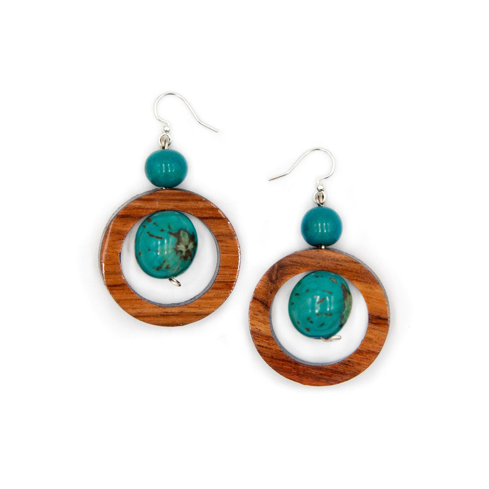 Arlene Earrings-Turquoise-Tagua by Soraya Cedeno