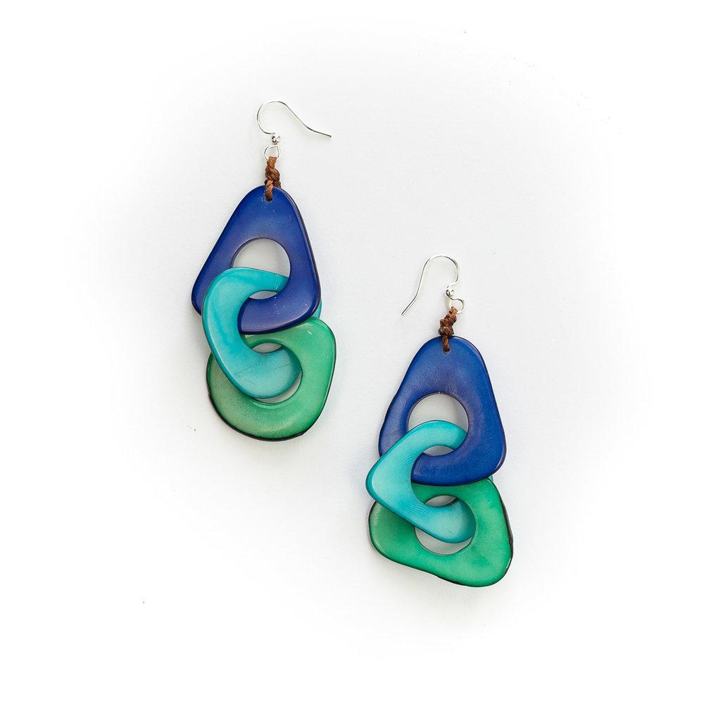 Vero Earrings-Turquoise Combo-Tagua by Soraya Cedeno