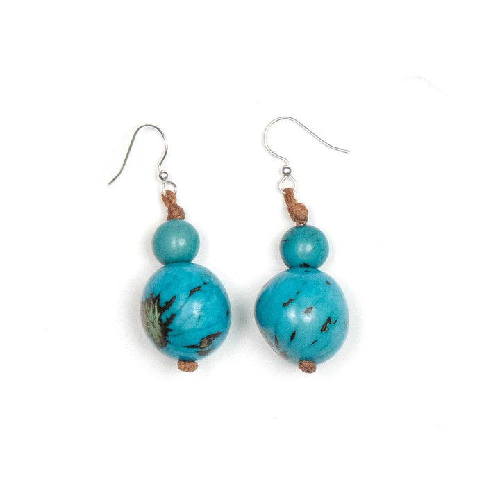 Semilla Earrings-Turquoise-Tagua by Soraya Cedeno