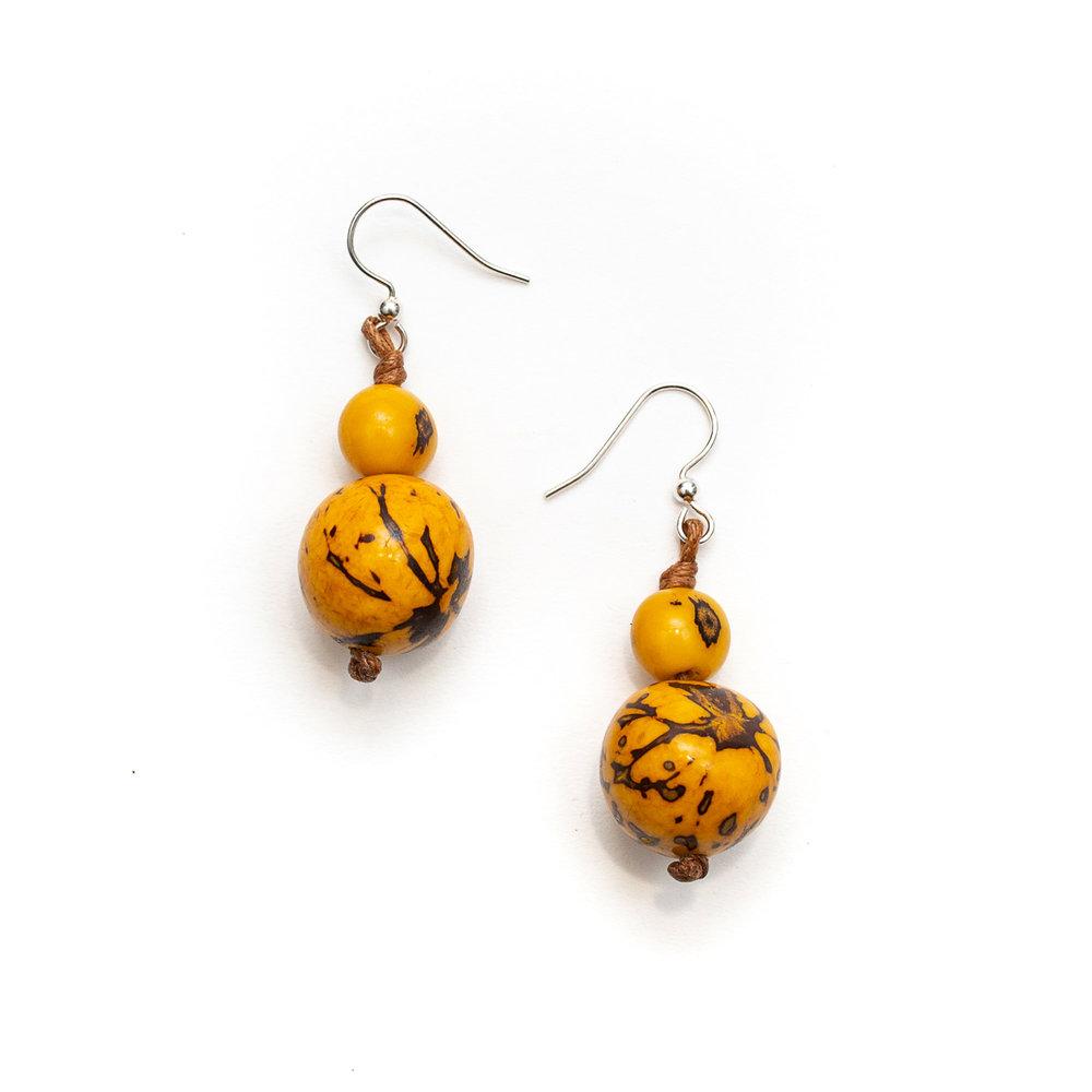 Semilla Earrings-Yellow-Tagua by Soraya Cedeno