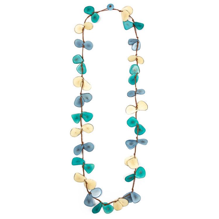 Tagua Slice Necklace-Biscayne Bay/Turquoise/Ivory-Tagua by Soraya Cedeno